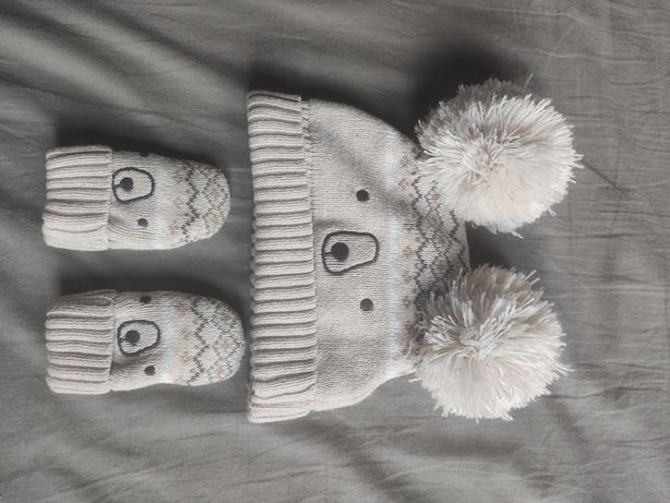 Komplet niemowlęcy czapka + rękawiczki