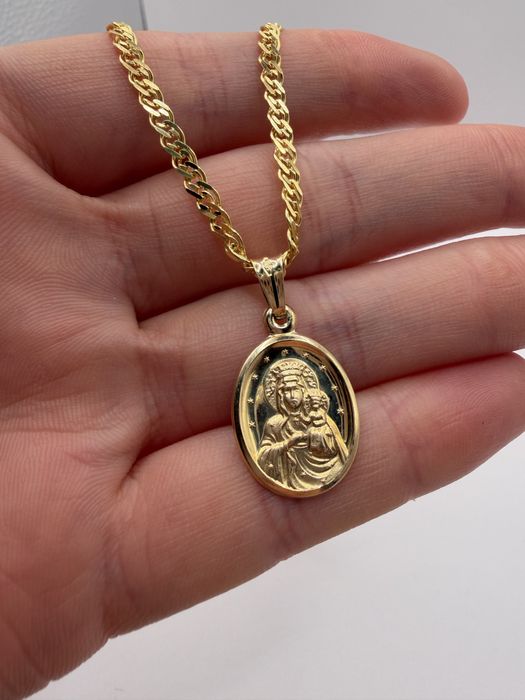 Złota Zawieszka złoty medalik z matka boska złoto 585