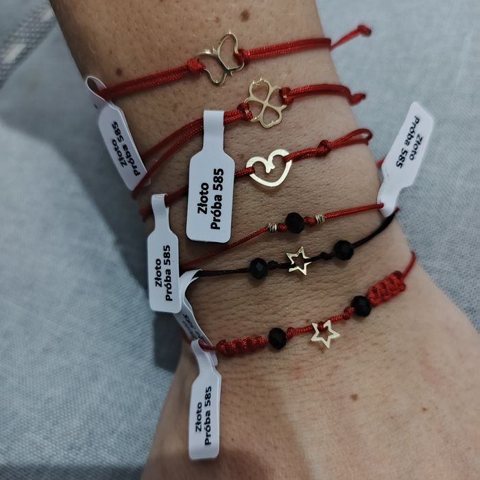 Bransoletka na sznurku złota 585