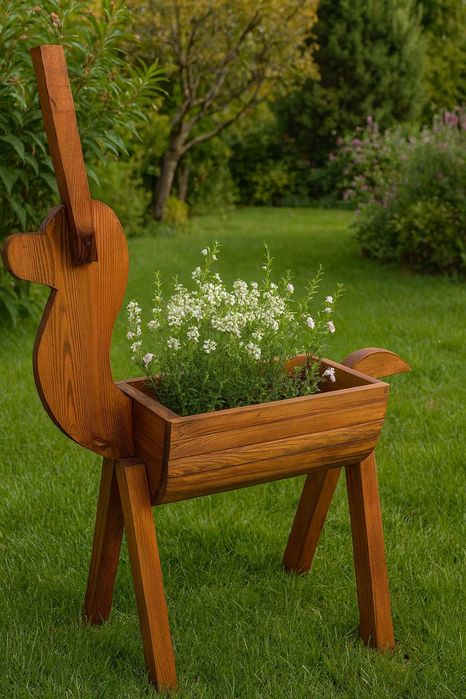 Donica kwietnik JELONEK, JELEŃ ozdoba z DREWNA na prezent ogród dom