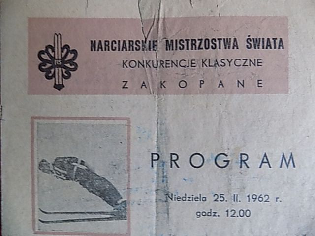 Program skoków narciarskich 1962r. Zakopane UNIKAT !!!