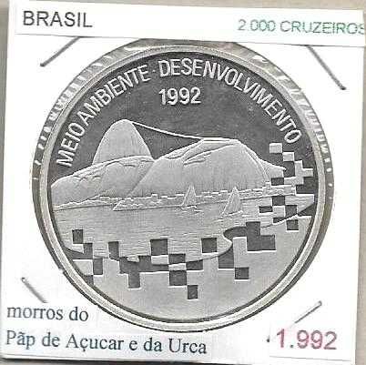 Brasil -2.000 Cruzeiros - 1992 - Conferência das N.U. - Moeda de Prata