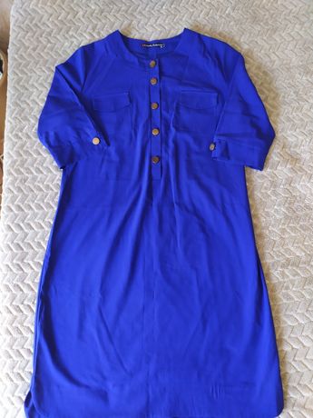 Платье-рубашка цвет индиго, р.44-50