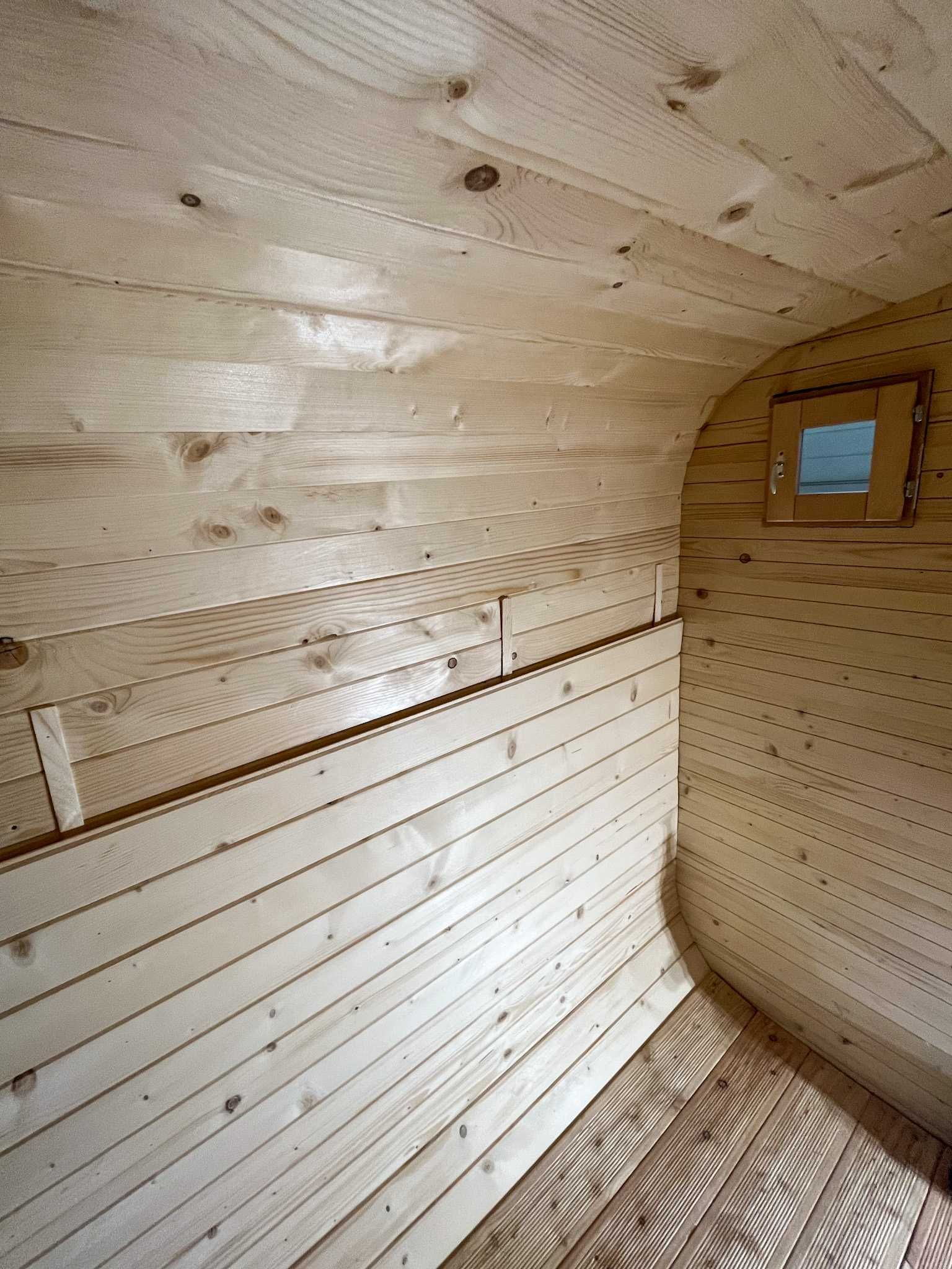 Sauna Ogrodowa Drewniana Kwadro Beczka 300cm Sauna Fińska Domek Bania