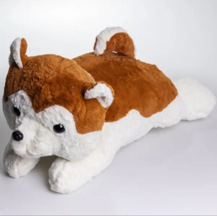 Іграшка-подушка Хаскі з пледом 100*180 см. Игрушка-подушка Хаски. Флис