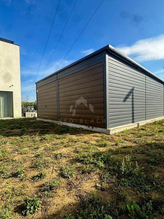 Garaż Blaszany 6X6M 2X Brama Uchylna Drzwi Okno Antracyt Dach Nb285