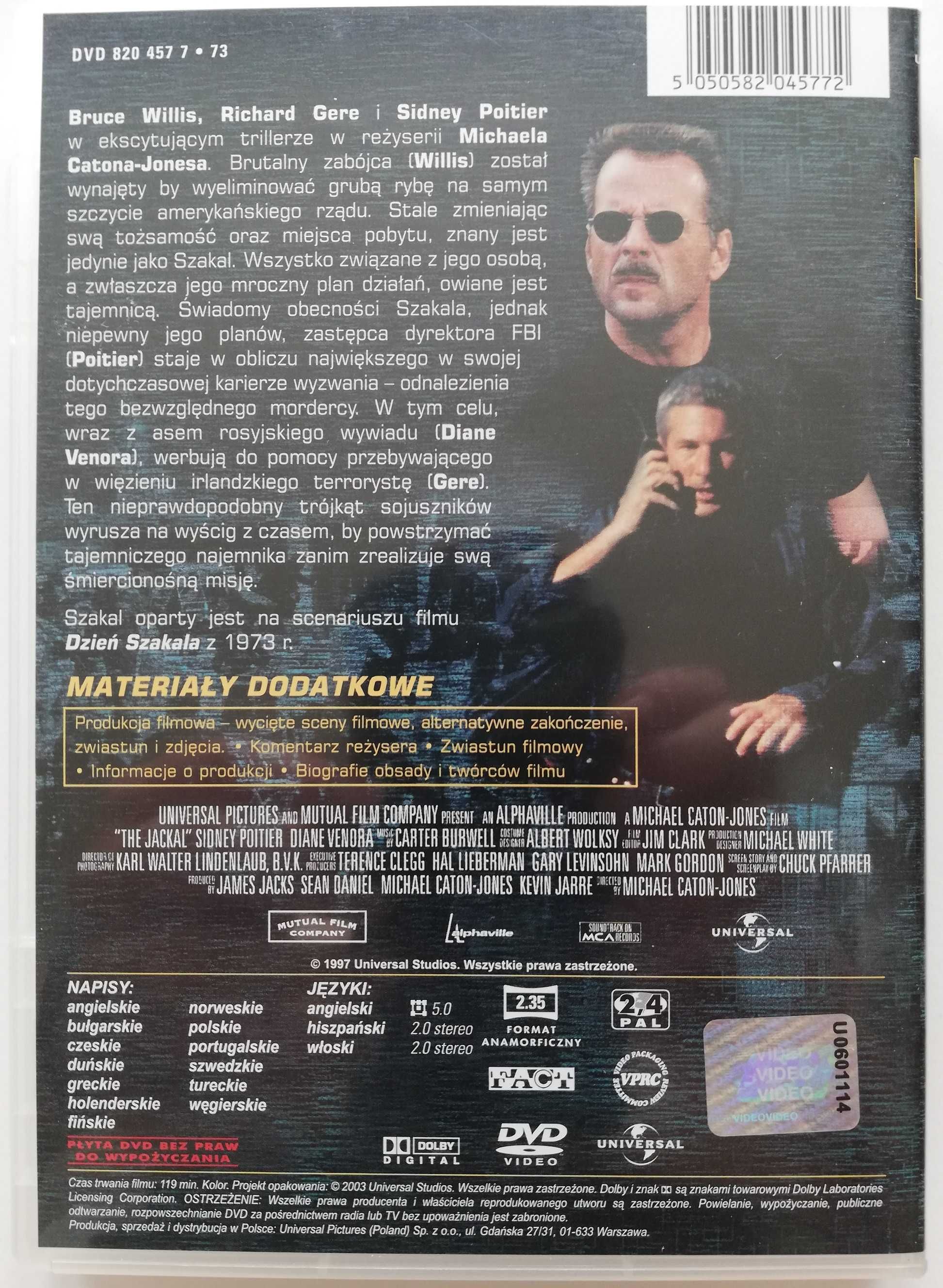 Szakal DVD Bruce Willis, Richard Gere