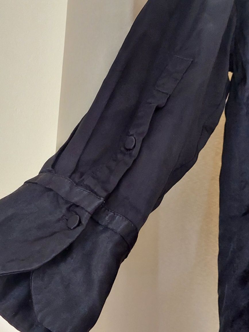 Koszula długa czarna ZARA wiskoza oversize tunika letnia na guziczki