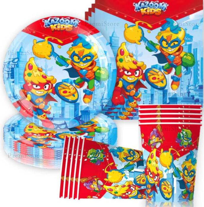 Super Things Zings zestaw urodziny kubki talerzyki serwetki 40 elem.