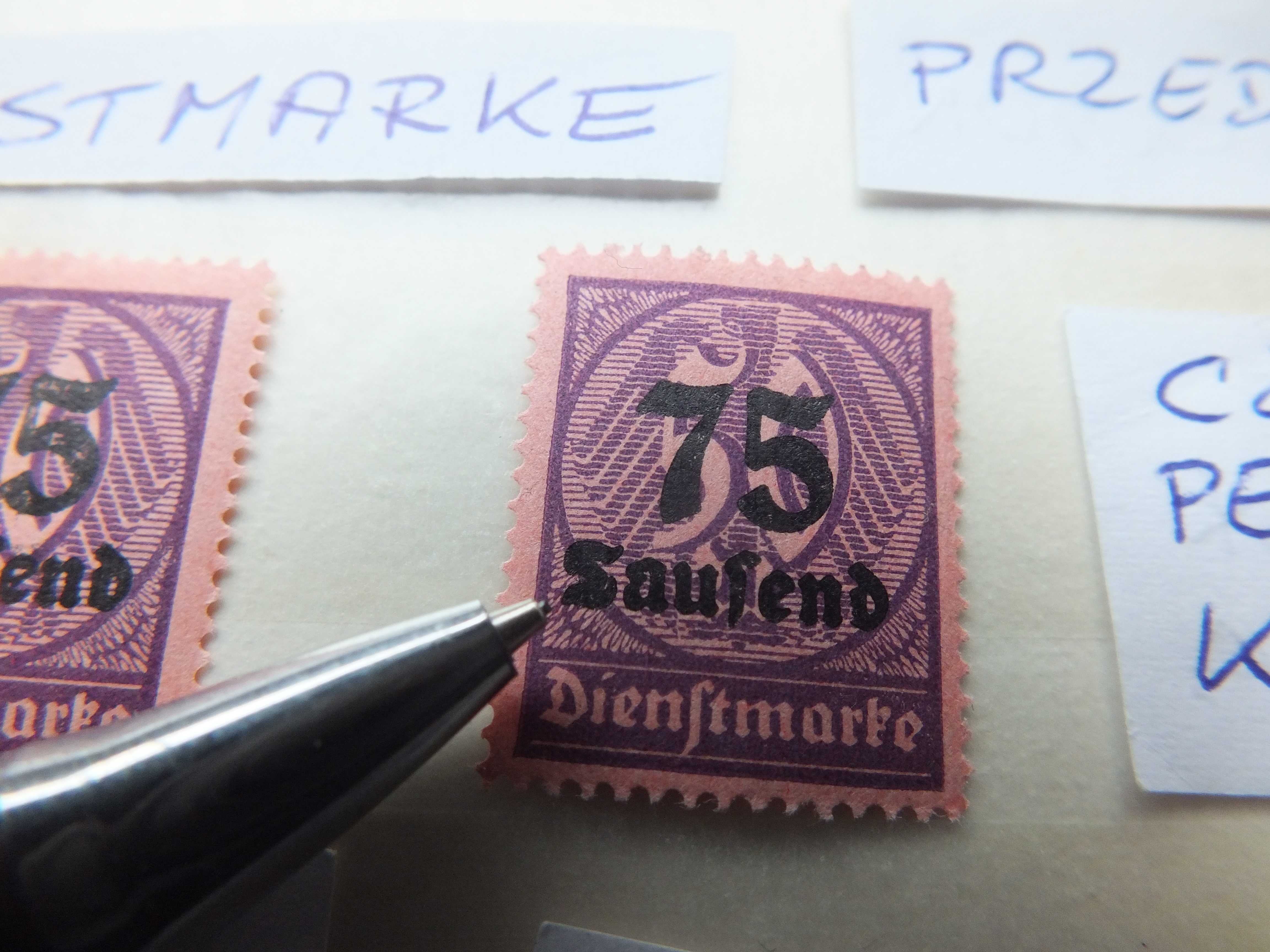 2szt. znaczki Mi D91 odcień BŁĄD Niemcy 1923r. CYFRY czyste ** DIENST