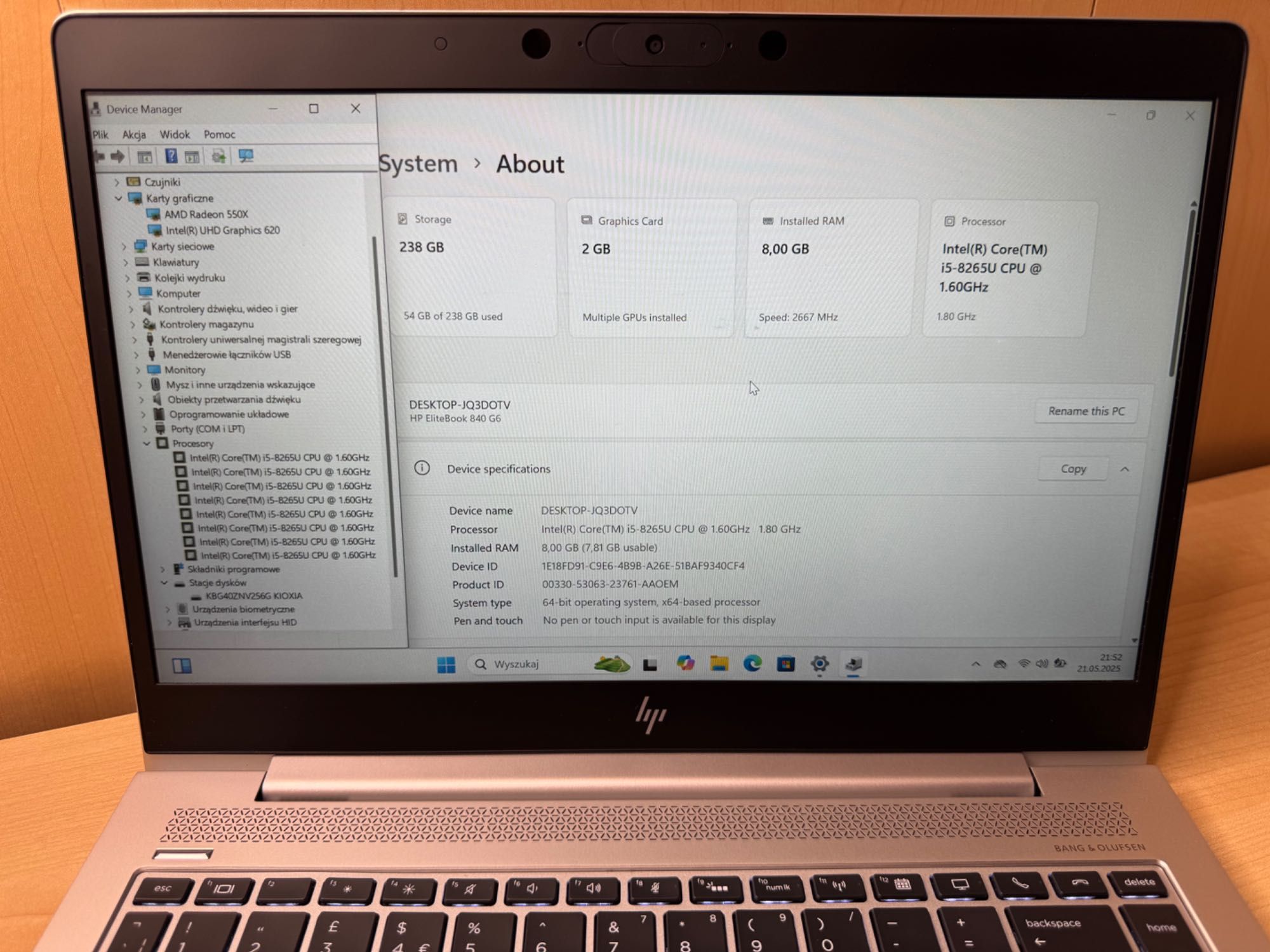 HP Elitebook 840 G6 i5 FHD 8GB DDR4 256GB SSD 14” WIN11PRO WaWa