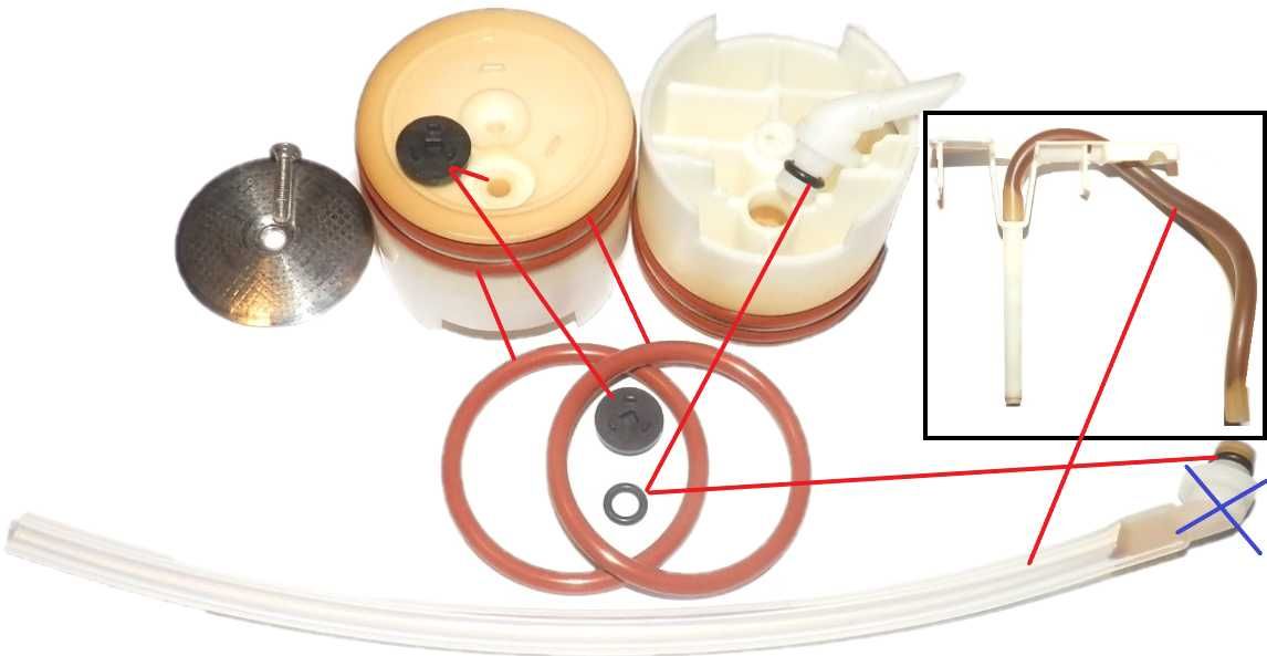 Uszczelki zaworek crema tłoka ekspres Krups EA80 EA84 EA85 EA88 EA89