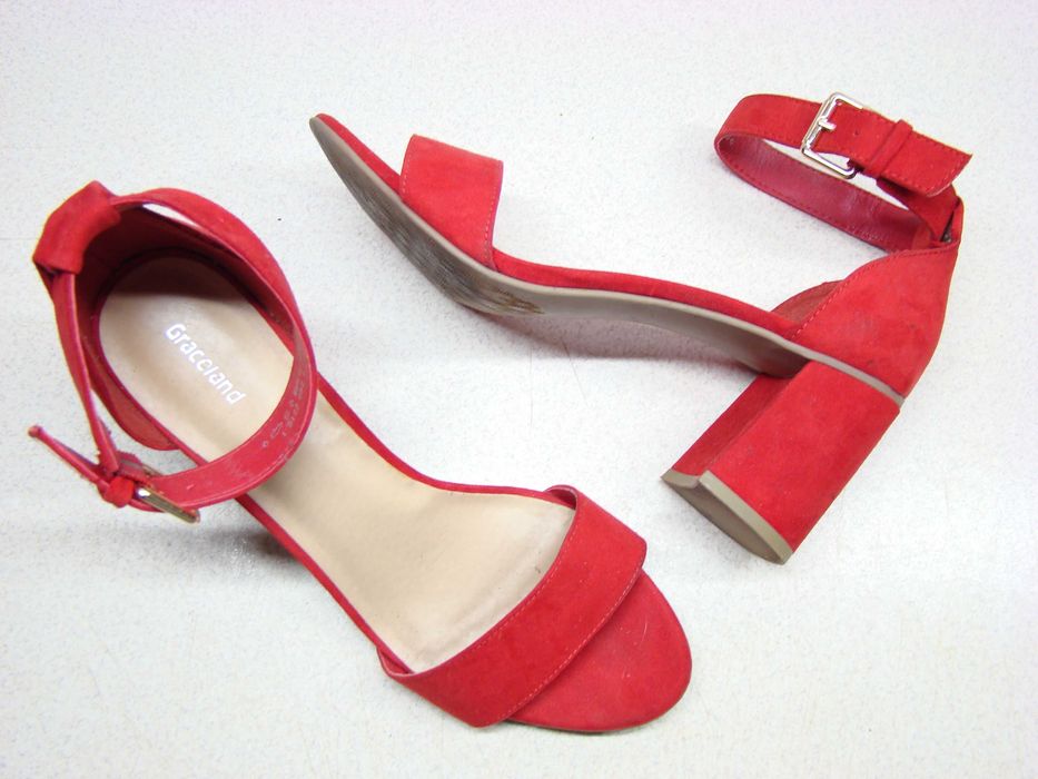 Graceland czerwone sandały R.41 – eleganckie, wygodne stabilny obcas
