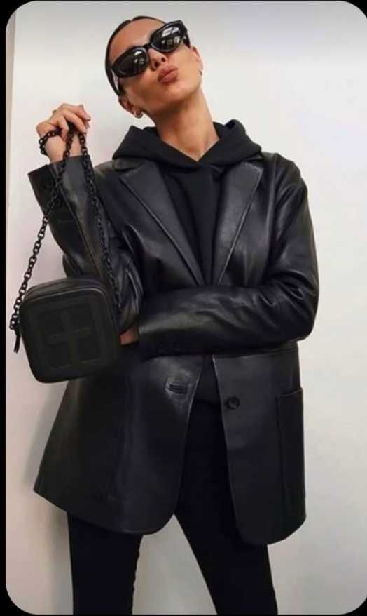 Кожаный пиджак френч плащ оверсайз asos косуха
