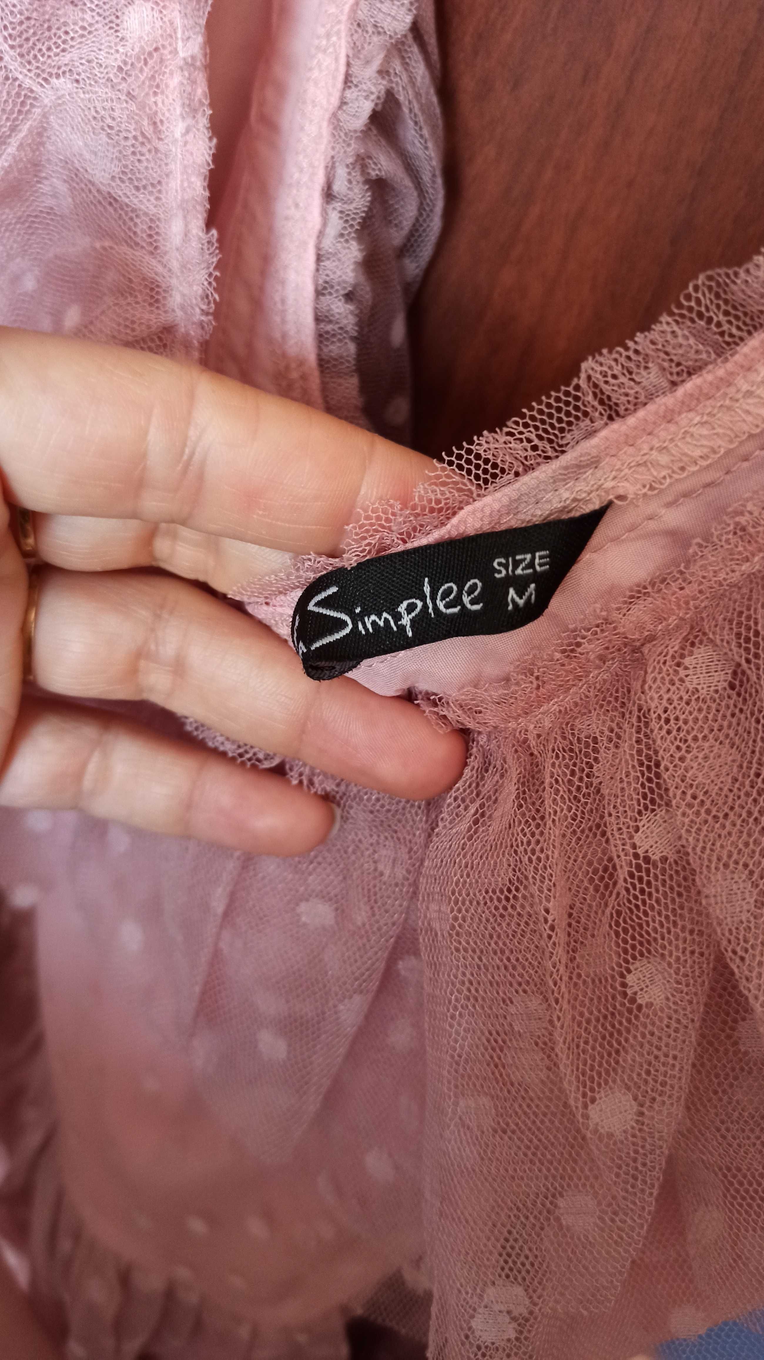 Sukienka Simplee brudny roz 38/M+ sandalki na obcasie Top Secret 38