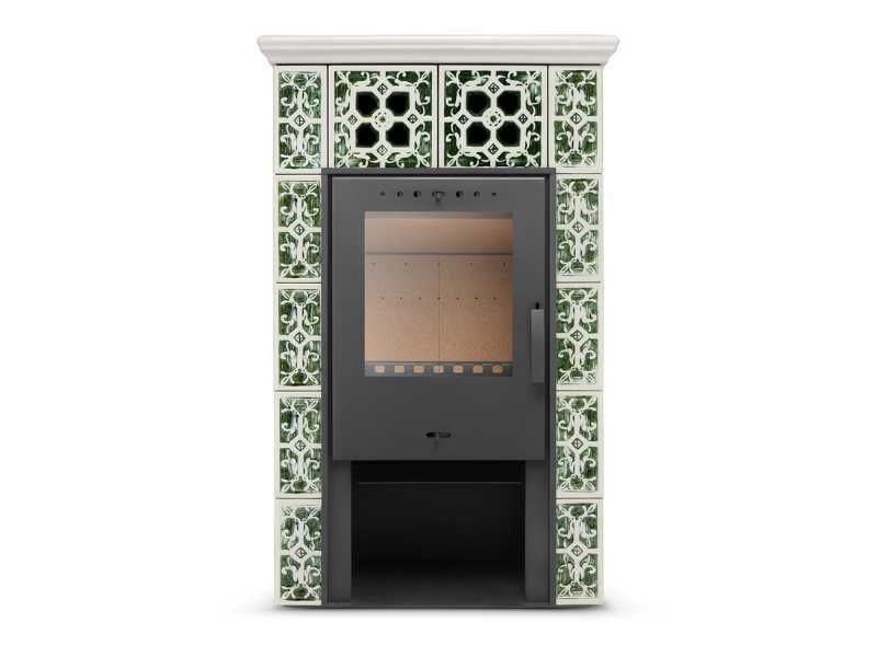 Piec kominek kaflowy wolnostojący koza JASMIN GRANDE 10 kW zielony