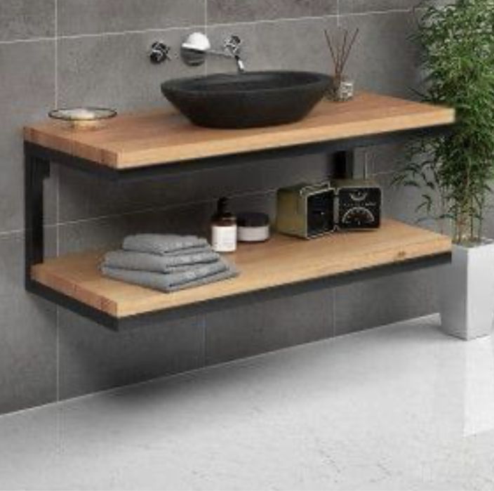 Szafka wisząca drewniana półka pod umywalkę nablatową