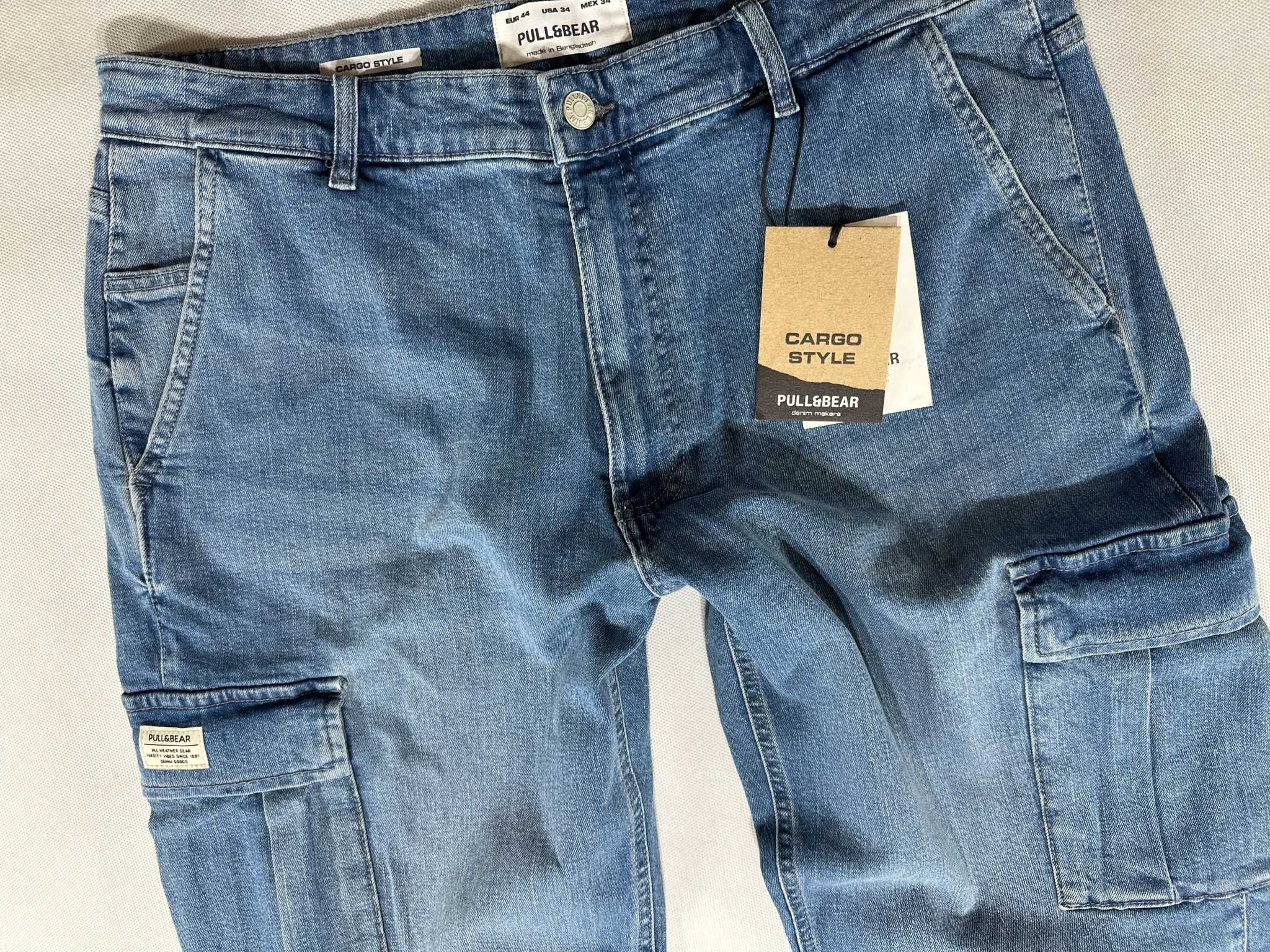 PULL & BEAR jeans bojówki cargo style spodnie męskie W34 88cm