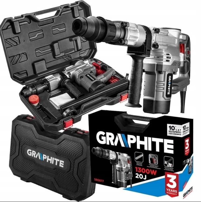 Młot Udarowy Wyburzeniowy Do Kucia 20j Sds Max 1300w Walizka Graphite