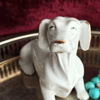 Figurka porcelanowa psa jamnika vintage jamnik PRL