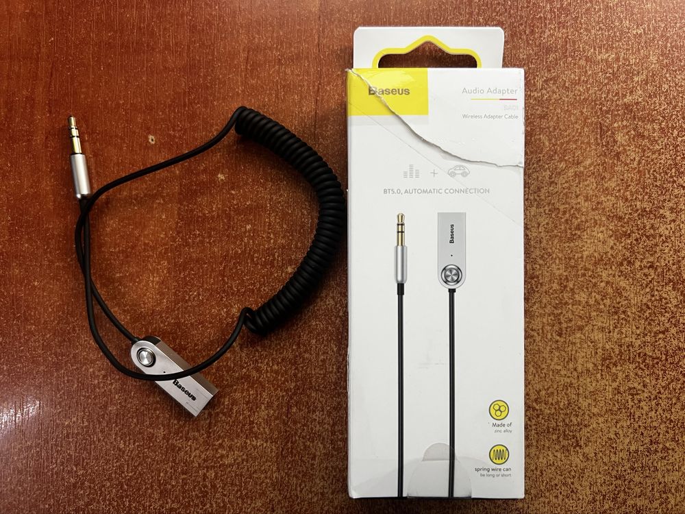 Adapter audio Bluetooth 5.0 Baseus USB, AUX (czarny, sprężynowy )