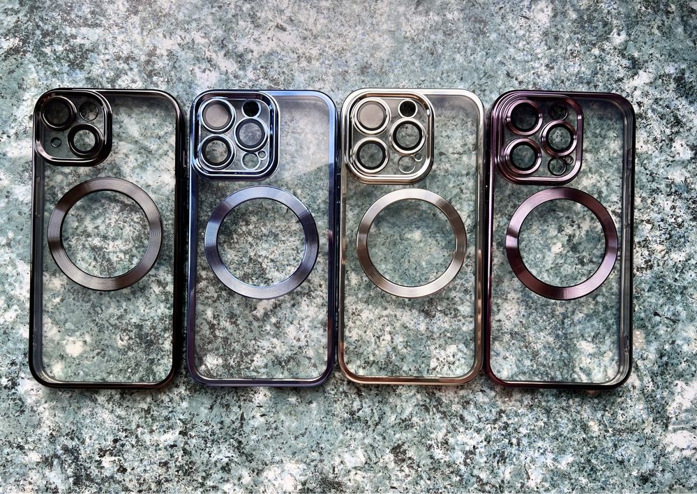 Прозорий чохол для iPhone з Magsafe (Black, Purple, Blue, Silver,Pink)
