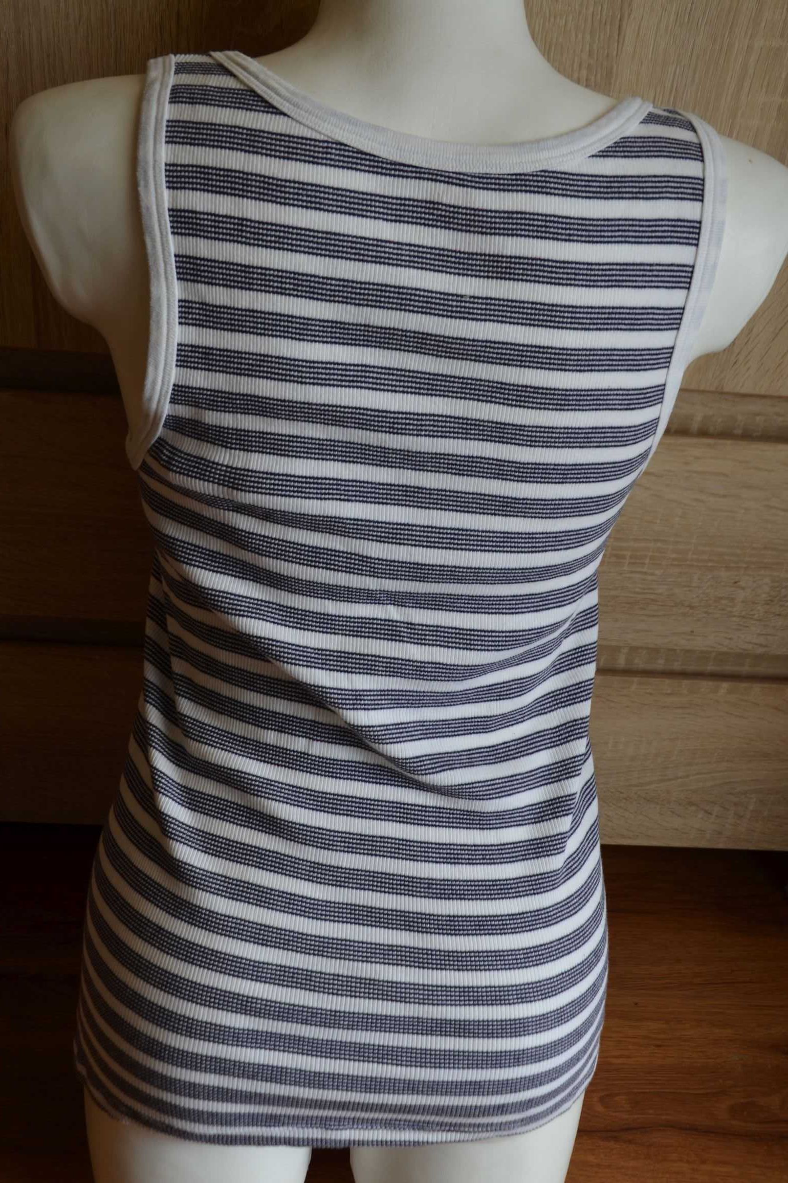 Bluzka top podkoszulek biały w paski bokserka 40 42 44 L XL XXL