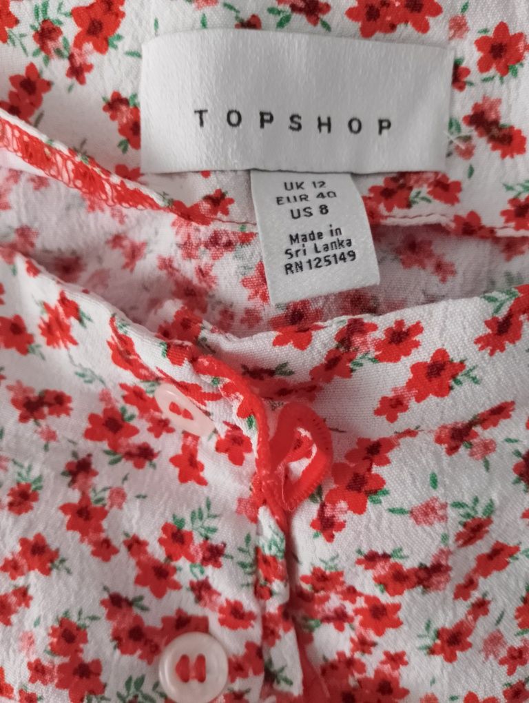 bluzka na ramiączkach top croptop w kwiatki letni guziczki rozmiar L