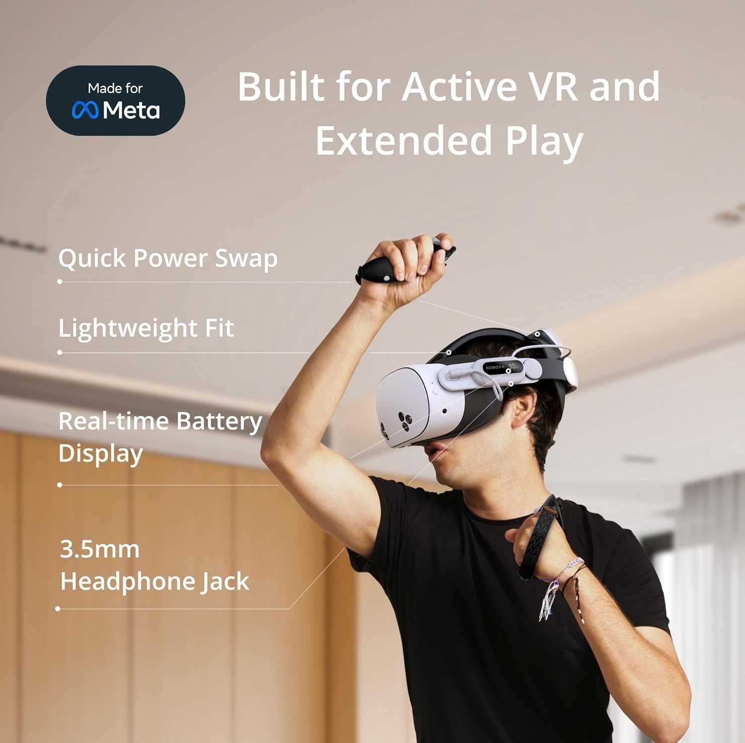 BOBOVR E3 Pro Battery Strap 10000mah для Meta Quest 3/3S кріплення