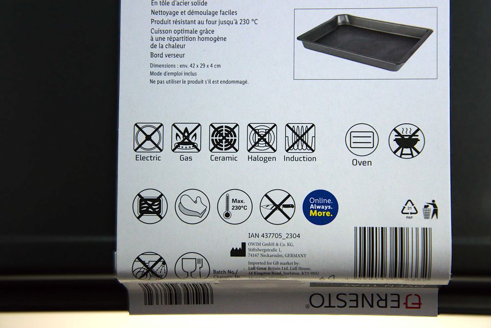 Blacha Livarno home do pieczenia ze strukturą dna: ok. 42 x 29 x 4 cm.