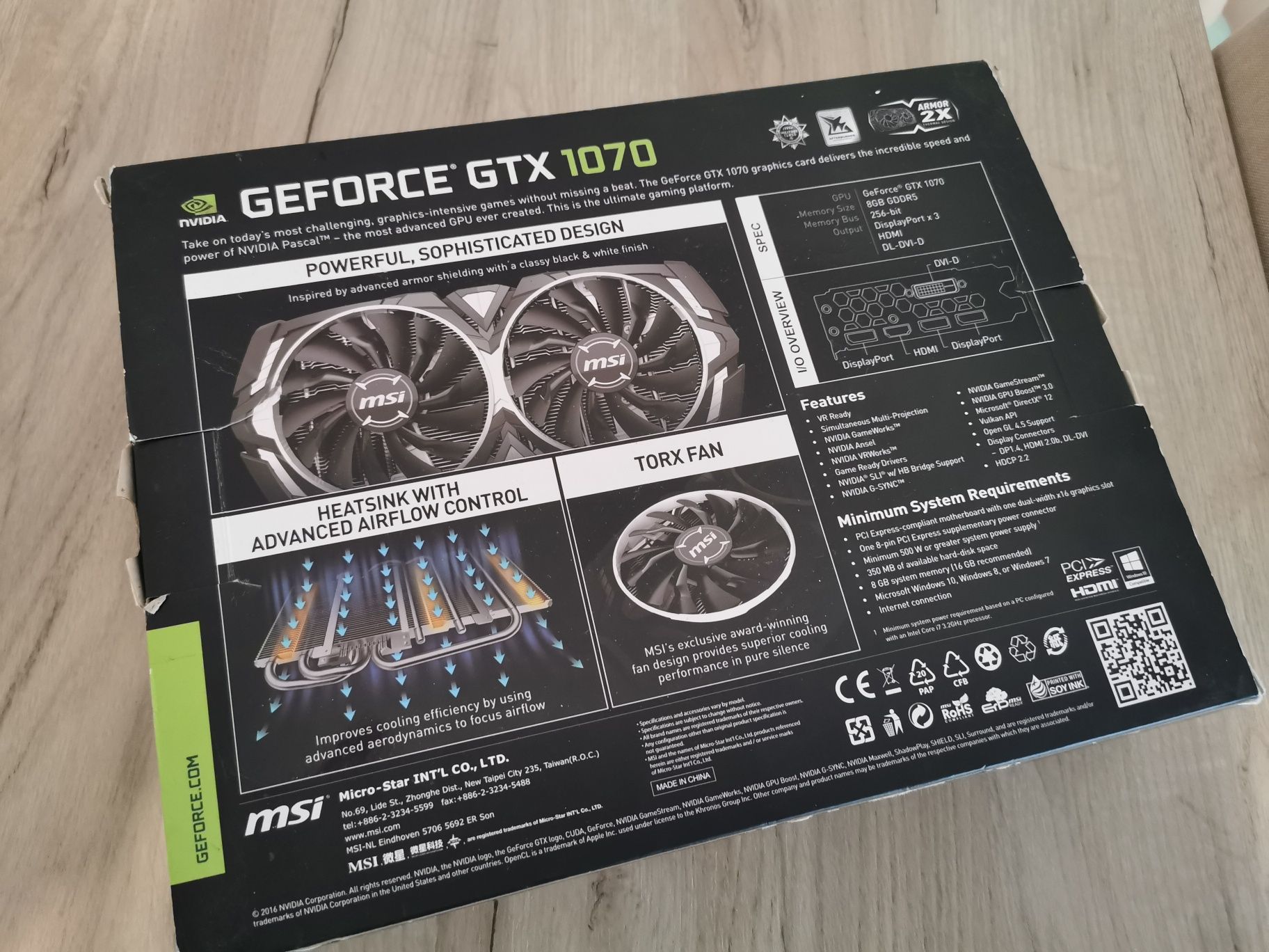 Placa gráfica Geforce GTX 1070 8G OC Edition