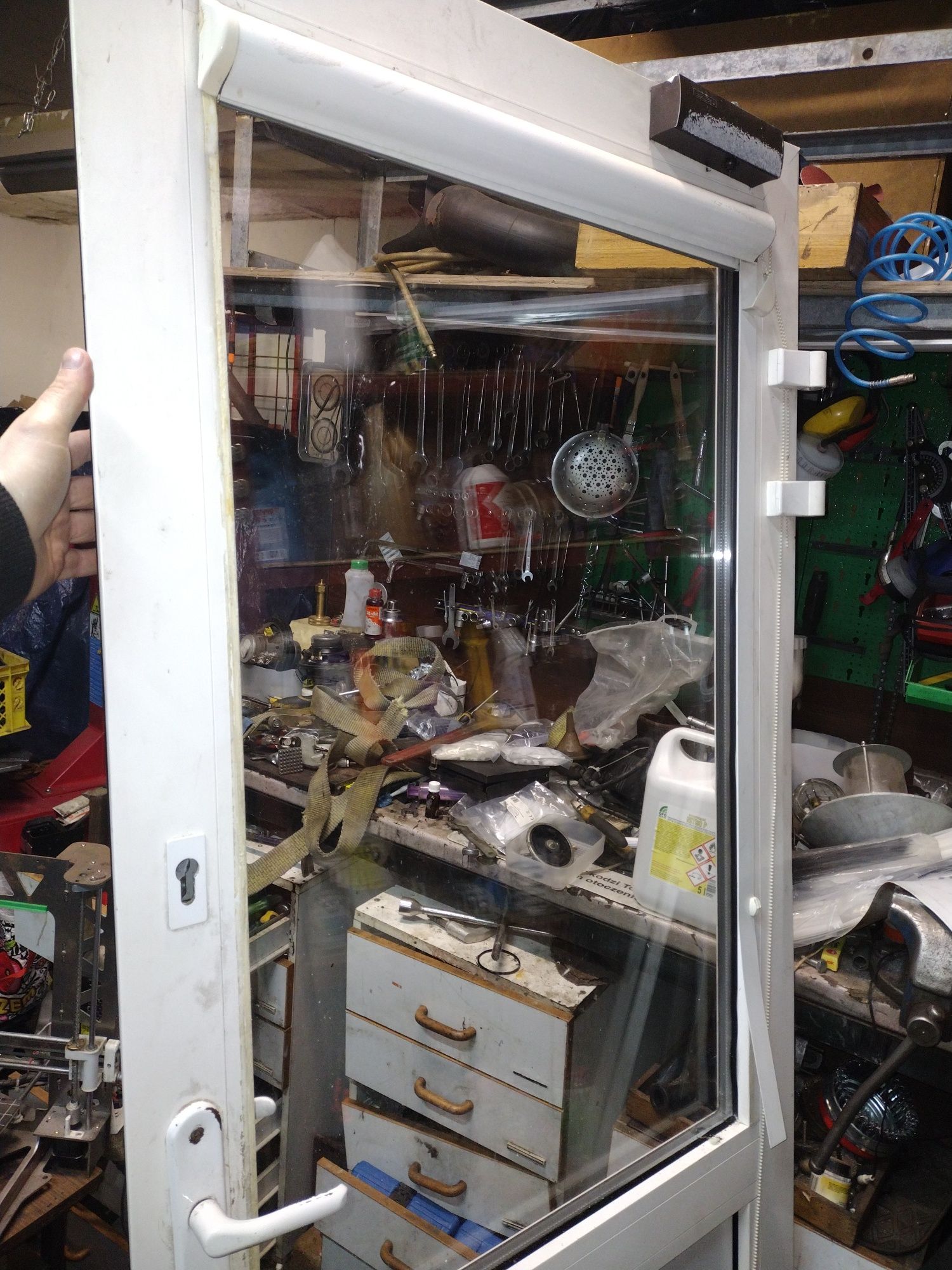 Drzwi szklane aluminiowe zewnętrzne 205x84 do biura sklepu na budowę