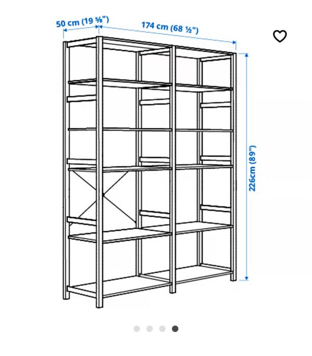 Podwójny regał IKEA Ivar, wys 226cm