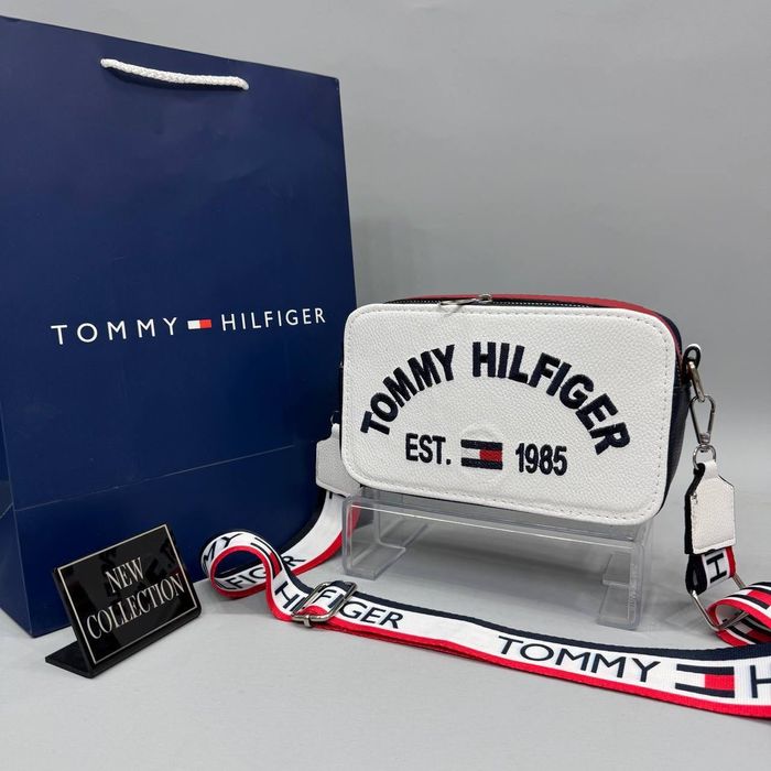 Сумка черная синяя белая женская Tommy Hilfiger Клатч Томми Хилфигер