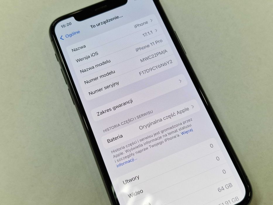 Iphone 11 PRO 64GB/ Space Gray/ Bat 100%/ Grade A-/ Gwarancja + ładowa
