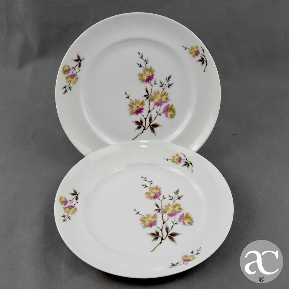 Par de Pratos decorados com flores em Porcelana Vista Alegre