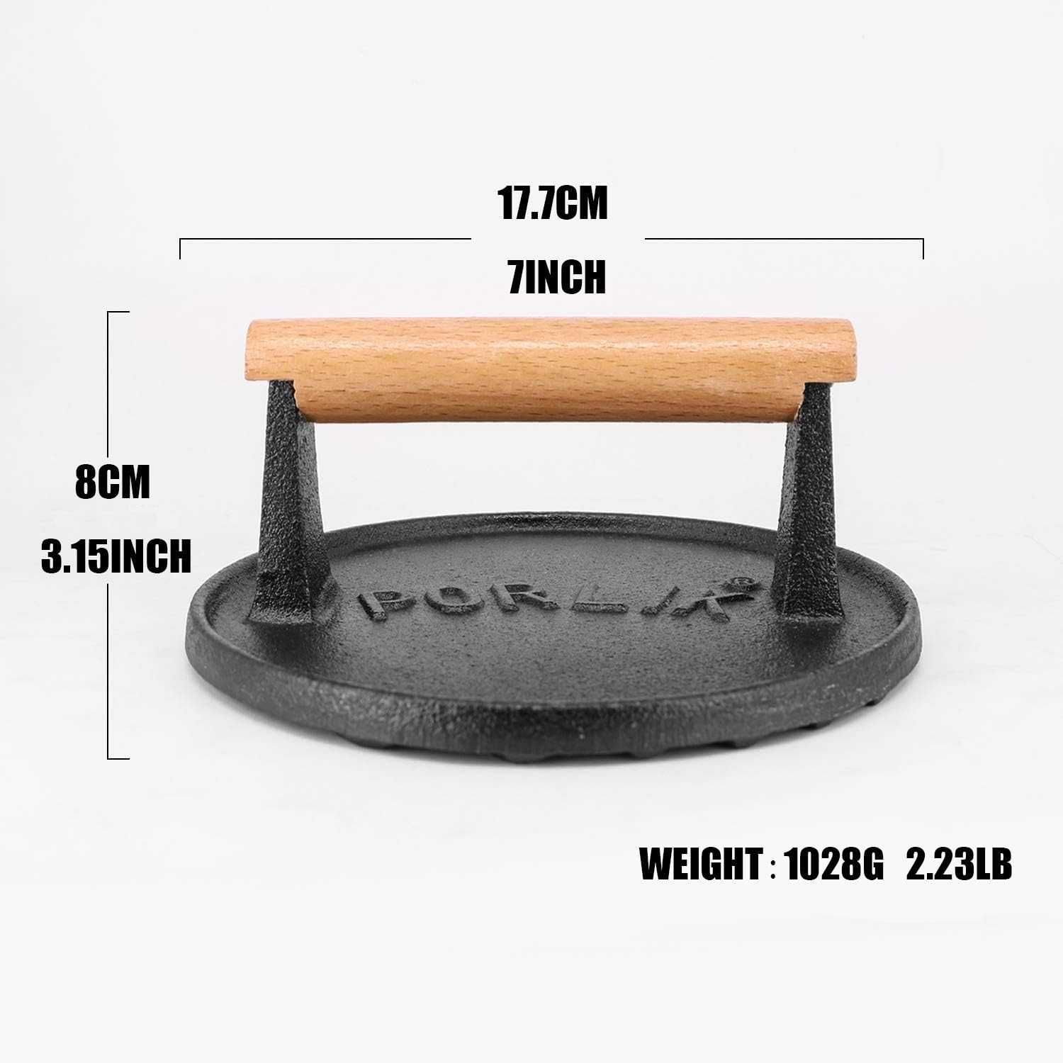 Prasa do mięsa burgerów 18cm Porlik żeliwna SPP436