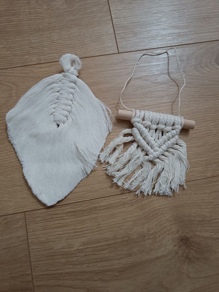 Nowe ozdoby zawieszki z makramy makramowe 2 szt Boho liść.