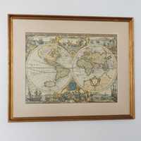 Litografia Mapa Mundo emoldurado