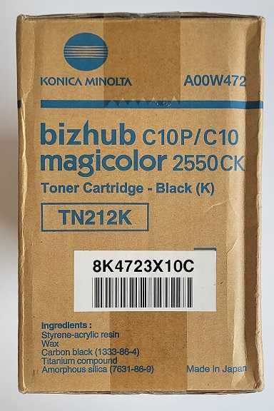Oryginalny czarny toner Konica Minolta TN212K (A00W472) bizhub c10