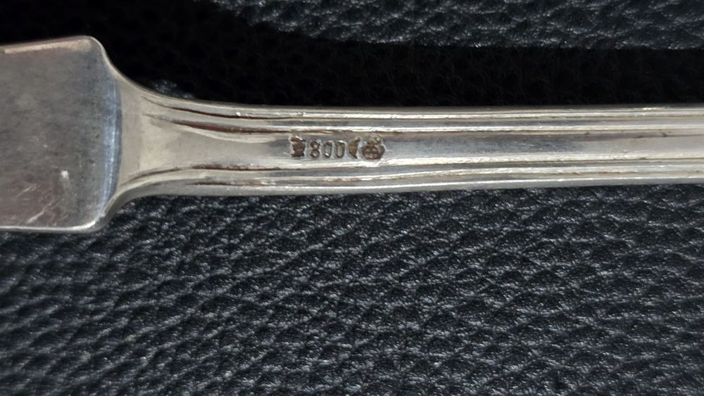 Stare srebrne sztućce do ryb srebrna łyżka wudelec i nóz ryngraf