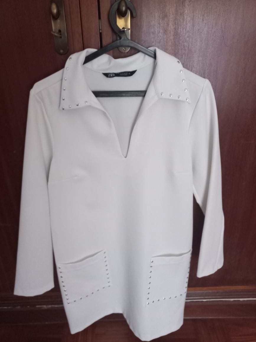 Vestido zara XS branco com bolsos