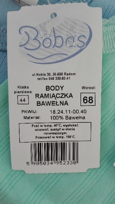 NOWE Body, rozmiar 68 (ramiączka, 100% bawełna) zielony, niebieski