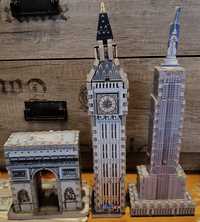 Puzzle 3D - 3 zestawy. Łuk Triumfalny, Big Ben, Empire State Build