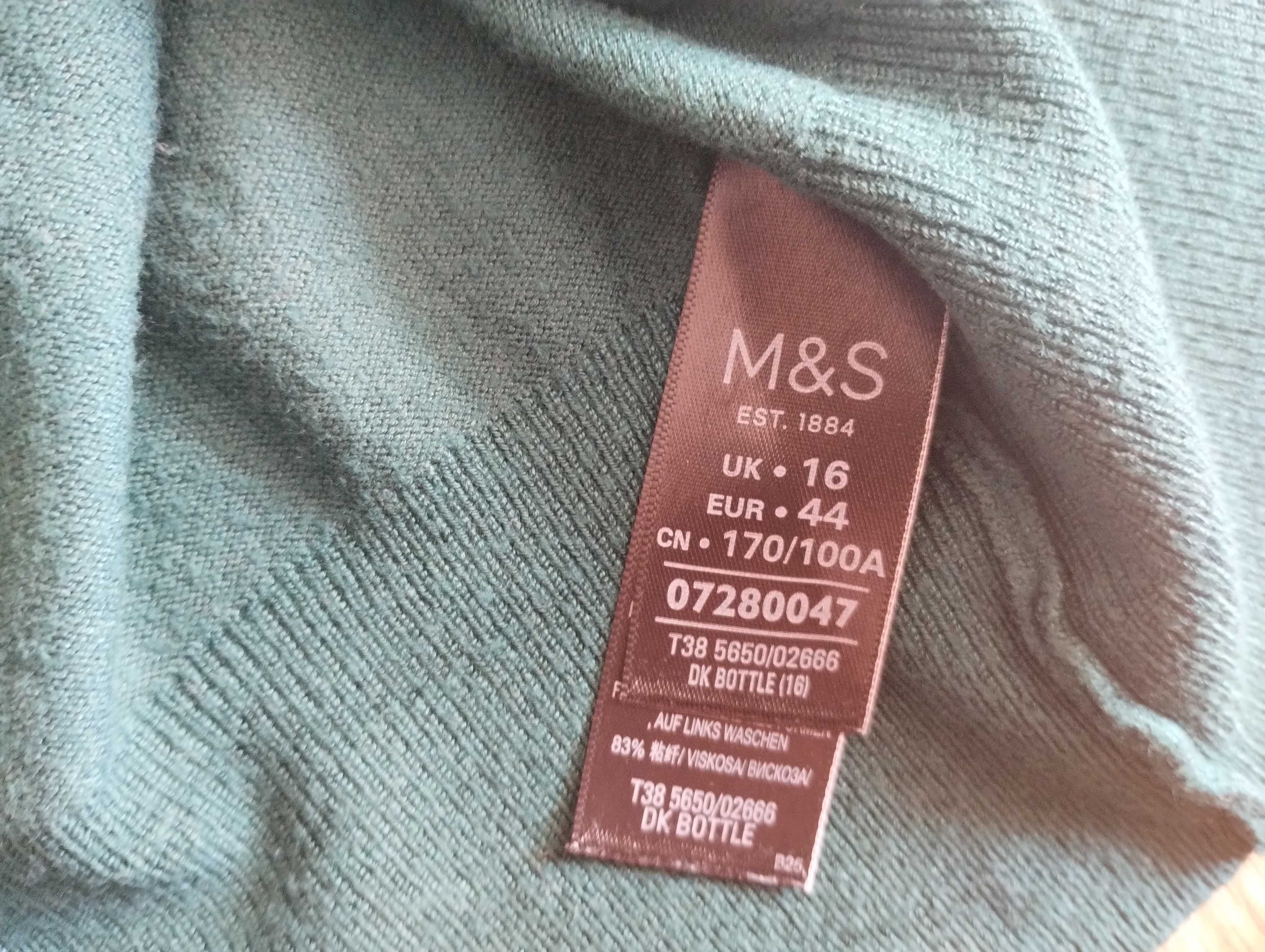 Sweter rozpinany damski cienki zielony szmaragdowy 40-42 lub L-XL