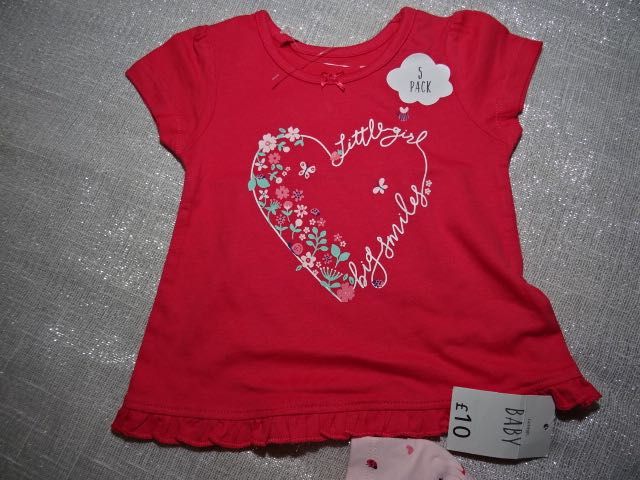 Primark 5 x bawełniane bluzeczki 0-3 mięs