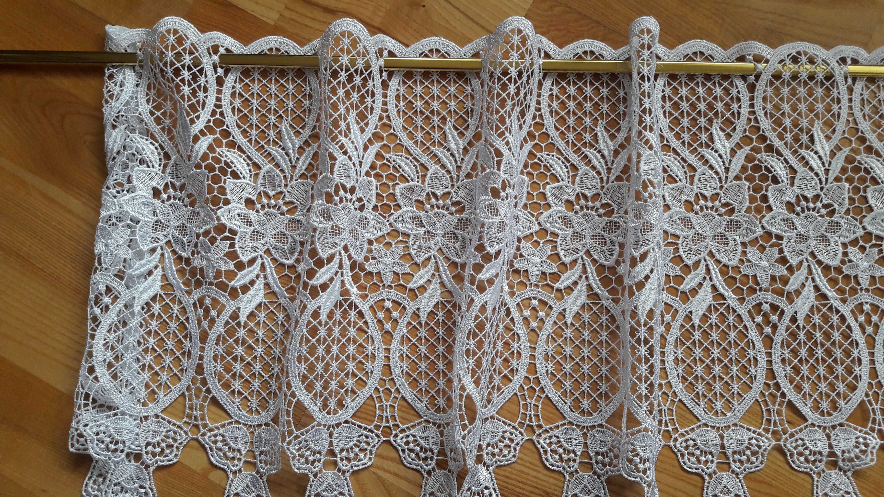 Biała gipiura koronka wys 36 cm / 230 cm zazdrostka lambrekin