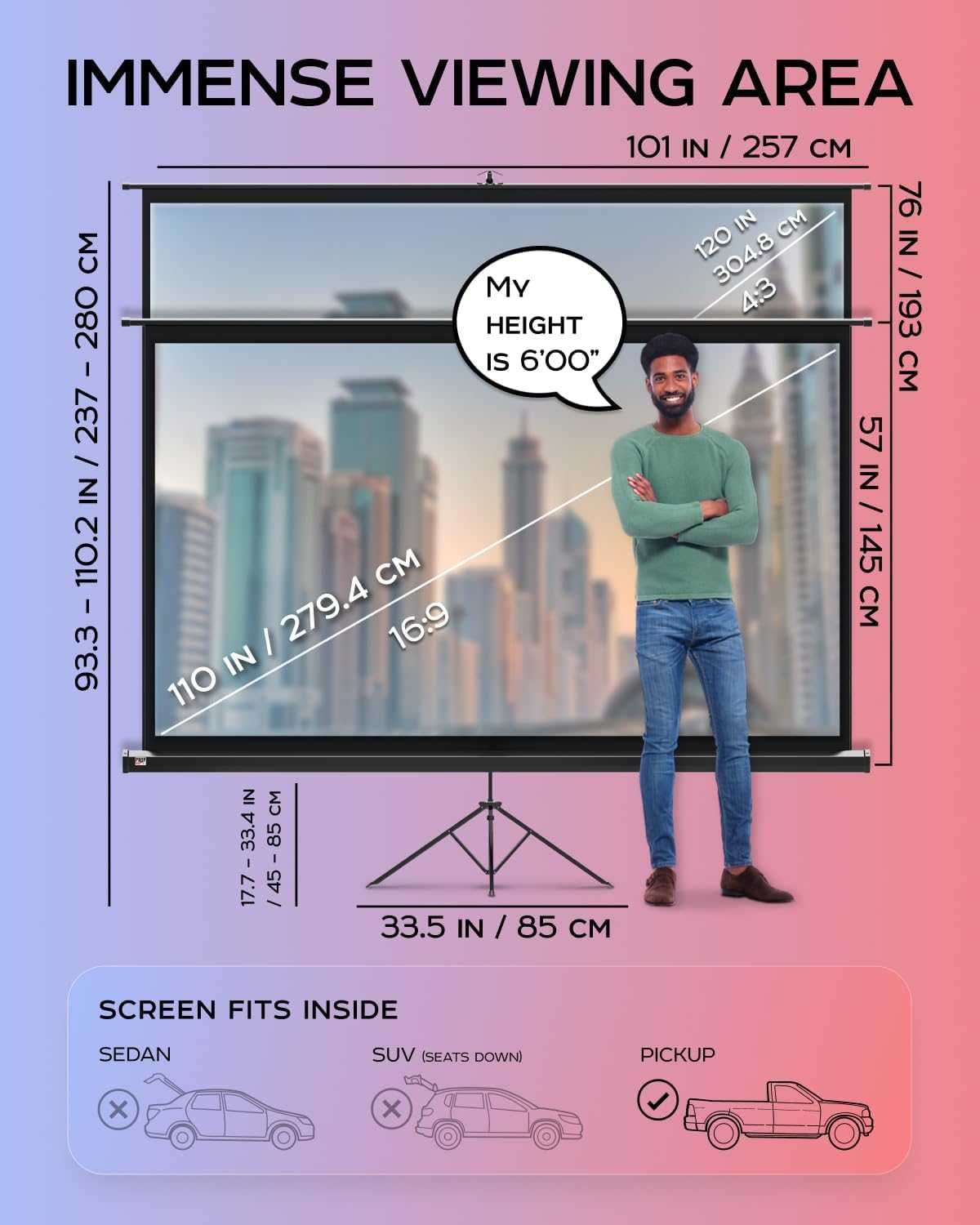 Nowy ekran projekcyjny/ telewizor/ statyw/płótno/120 cali/ 4:3 !8615!