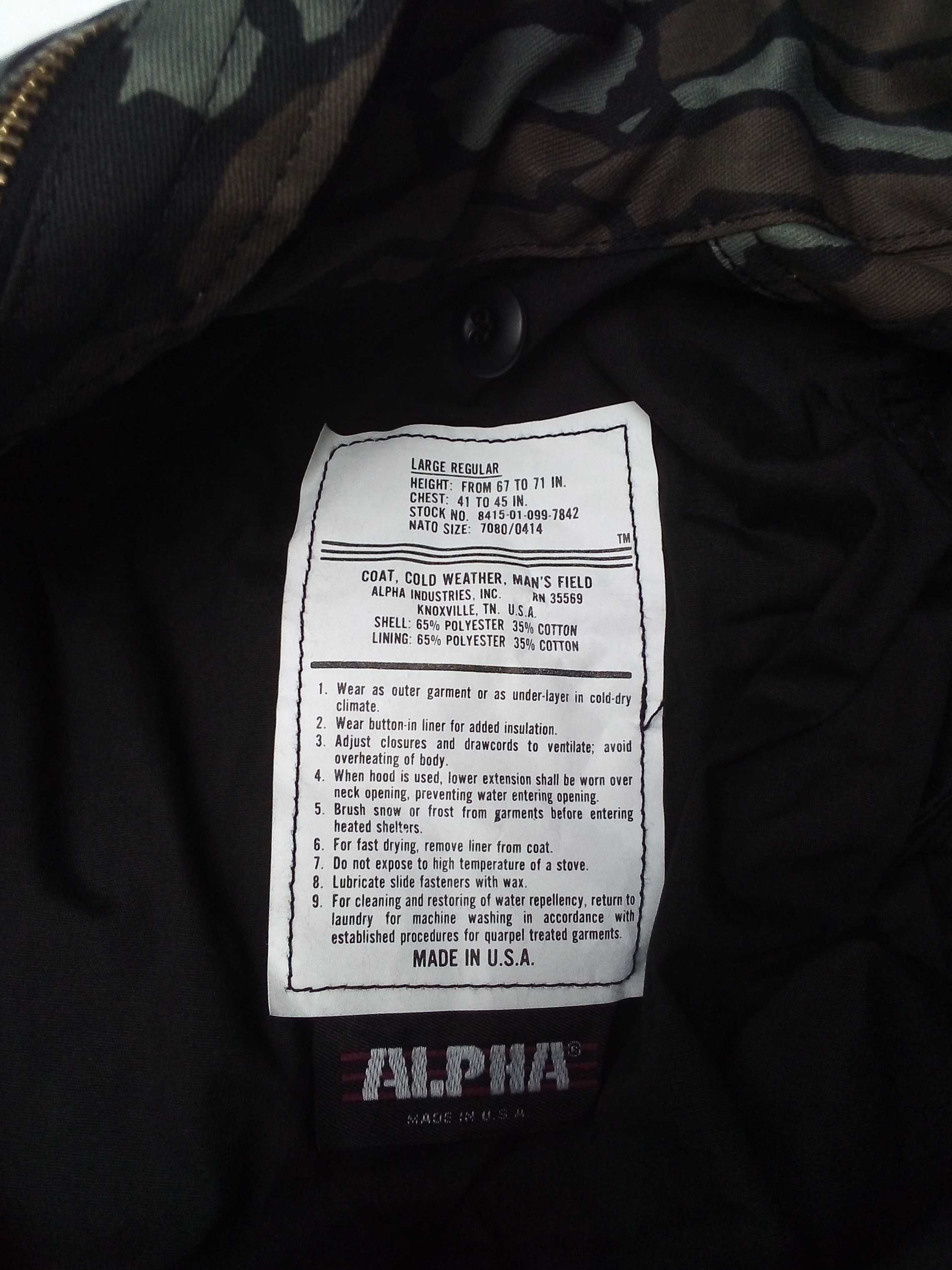 Kurtka M65 , made in USA, alpha industries