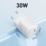 Baseus Super Charge Ładowarka sieciowa zasilacz 30W USB-C biały +kabel